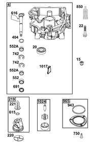 Crankcase Cover/Sump Group Diagram and Parts List for 49T877-0014-B5 400000 - 699999 Briggs and Stratton Engine